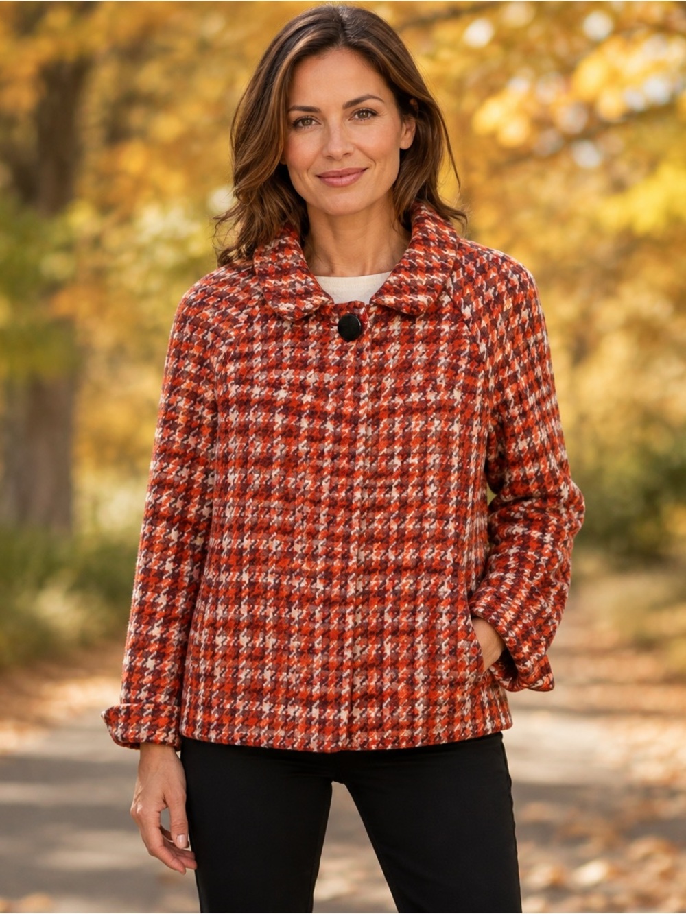 Banana Republic Wool Houndstooth Swing Jacket M